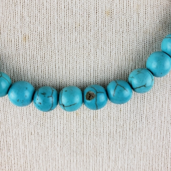 Turquoise Necklace Earrings  Set Beaded Leather Silver Kenneth Cole Adjustable - Picture 4 of 12